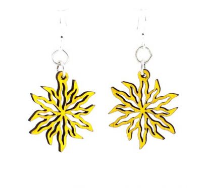 yellow wild flower blossom wood earrings