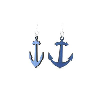Royal blue wooden anchor earrings