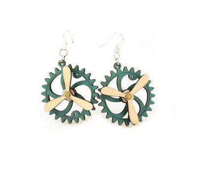 kinetic gear wood earrings