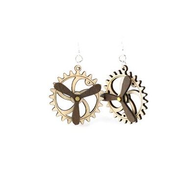 kinetic gear wood earrings