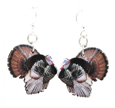 wild turkey wood earrings