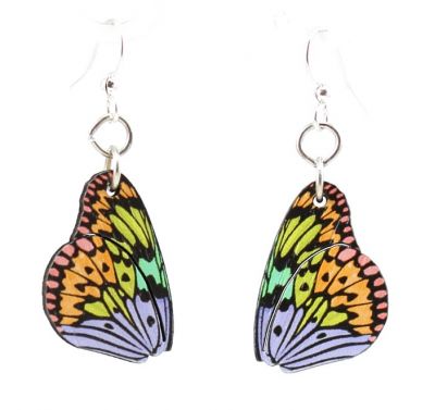 brilliant butterfly wing blossom wood earrings