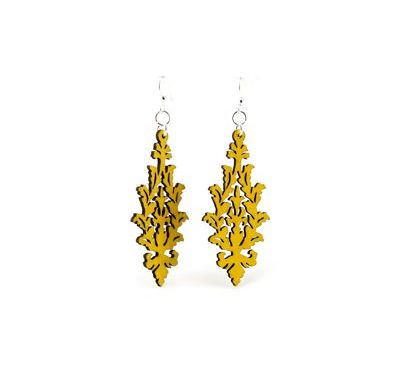 Yellow Leaf Cluster Wood Earrings