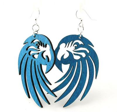 Aqua Marine Macaw Wood Earrings