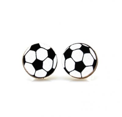 soccer ball stud wood earrings