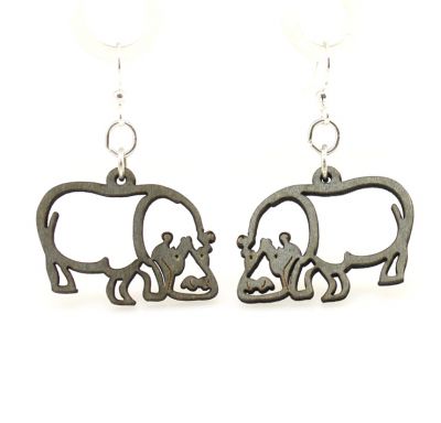 Gray hippo wood earrings
