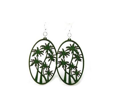 kelly green palm tree wood earrings