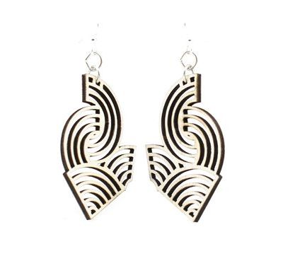 natural wood air wave wood earrings