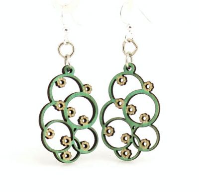 Emerald Euclid Blossom Wood Earrings