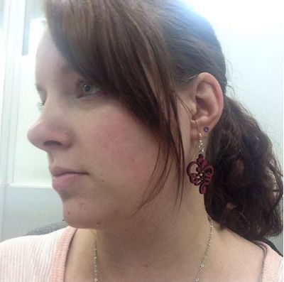Earrings shown in color Cherry Red