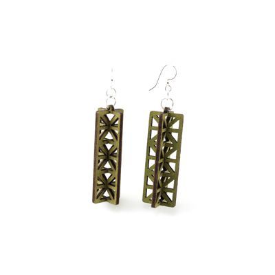 apple green 3d structure wood earrings