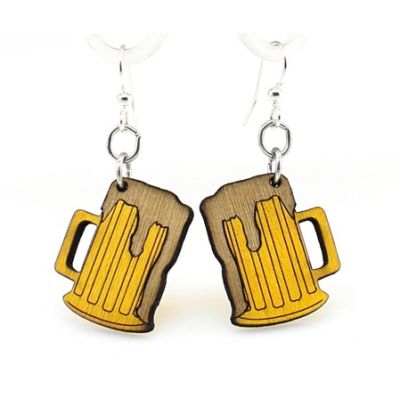 beer mug wood earrings