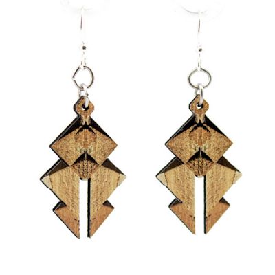 egyptian pyramid wood earrings