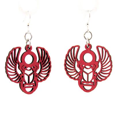 egyptian scarab wood earrings