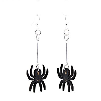 spider wood earrings