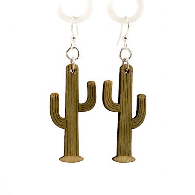 saguaro cactus wood earrings
