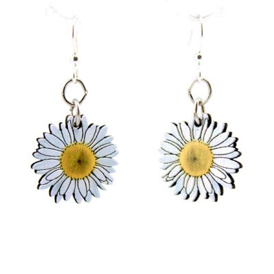 daisy blossom wood earrings