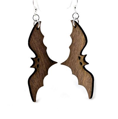 bat wood earrings