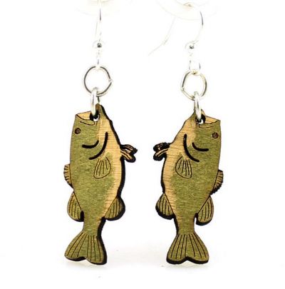 Bass Fish Wood Earrings