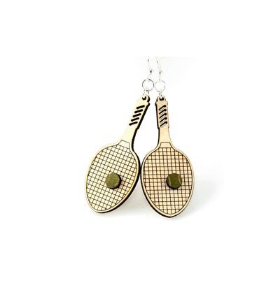 tennis racquet wood earrings