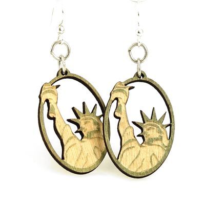 Statue of Liberty Oval Wood Earrings