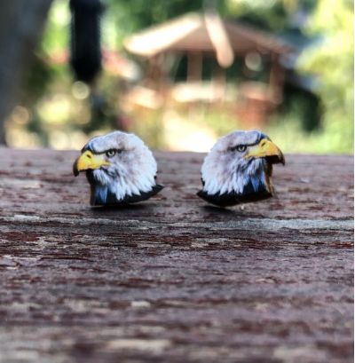 Eagle stud wood earrings