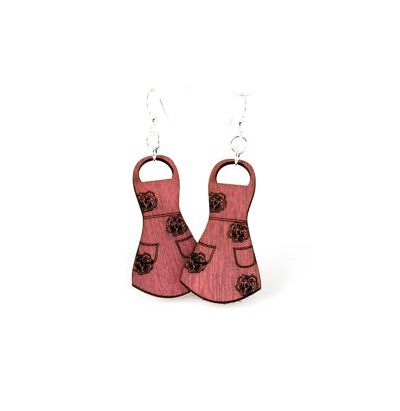 Pink apron wood earrings