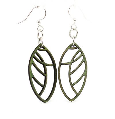 abstract leaf blossom wood earrings