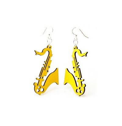 Yellow saxaphone earrings