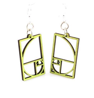 Lime golden ratio blossom wood earrings