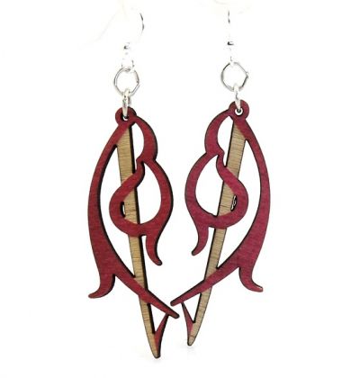 Red buckler wood earrings