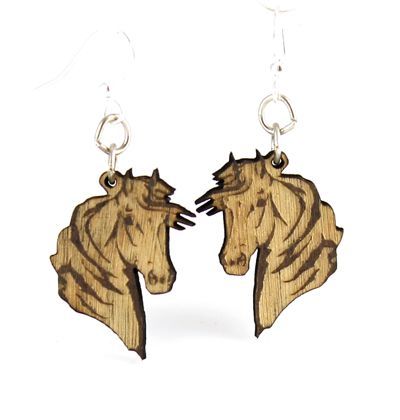 horse profile wood earrings