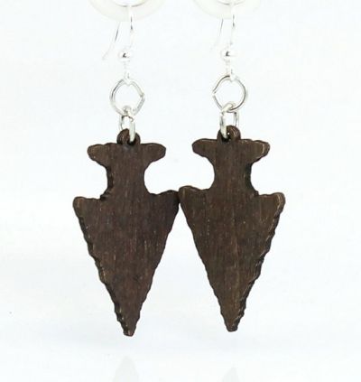 Brown arrow head wood earrings