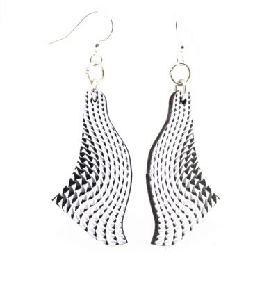 geometric wave wood earrings