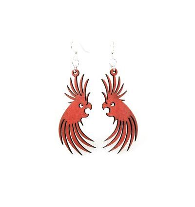 Red cockatoo wood earrings