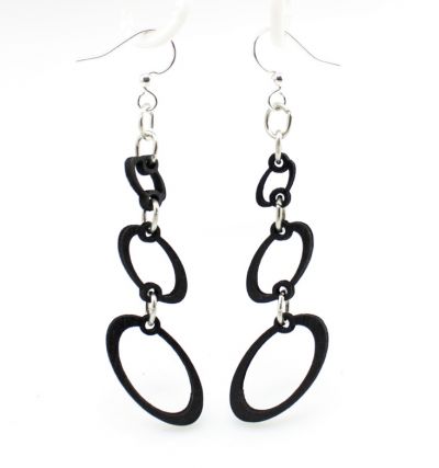 Black orbital dangle wood earrings