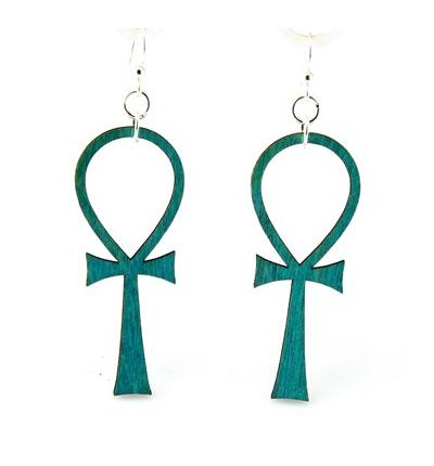 ankh wood earrings