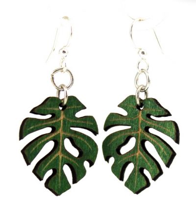 kelly green split leaf blossom earrings