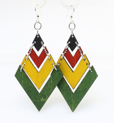 Rasta Fountain Pyramid EARRINGS # 1440