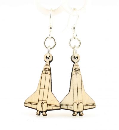 natural wood space shuttle wood earrings