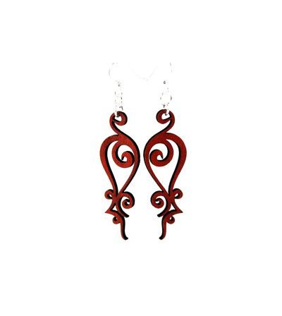 red iron loop wood earrings