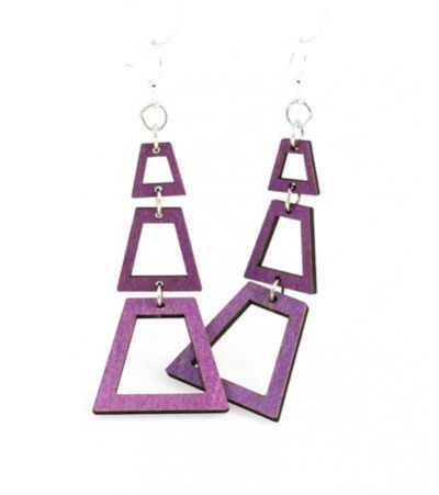 purple judiths pyramid wood earrings