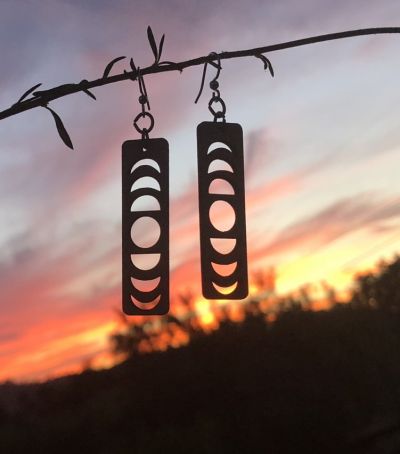 lunar eclipse earrings - lifestyle