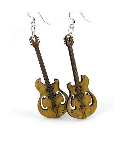 Cinnamon Electric Guitar Wood Earrings