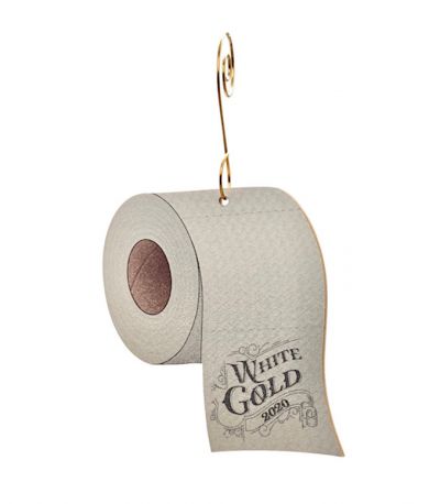 White GOLD Toilet Paper Ornament # T157