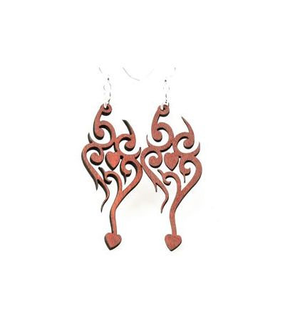 tangerine heart tattoo wood earrings