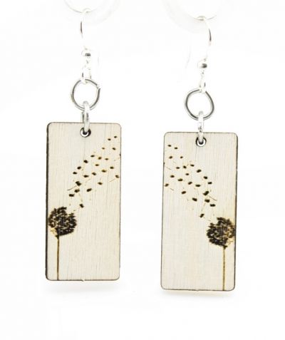 dandy lion blossom wood earrings