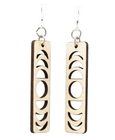 natural wood lunar eclipse earrings