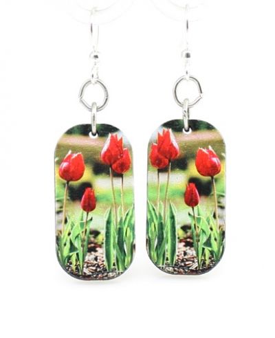 tulip blossom wood earrings