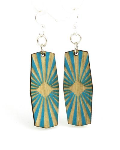 aqua marine starburst wood earrings